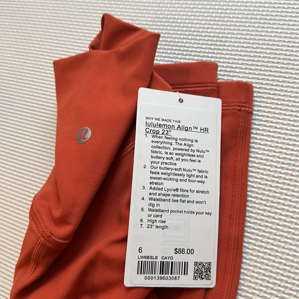 Lululemon Align Crop 23 Sz 6 Canyon Orange Leggings Halloween Fall Workout Pants - Picture 2 of 7